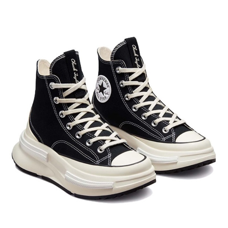 Converse Run Star Legacy Men Women Canvas Sneakers, Black High Top Lace Up Shoes, Cream Chunky Platform Thick Sole Street Style Casual Board Shoes - view 4