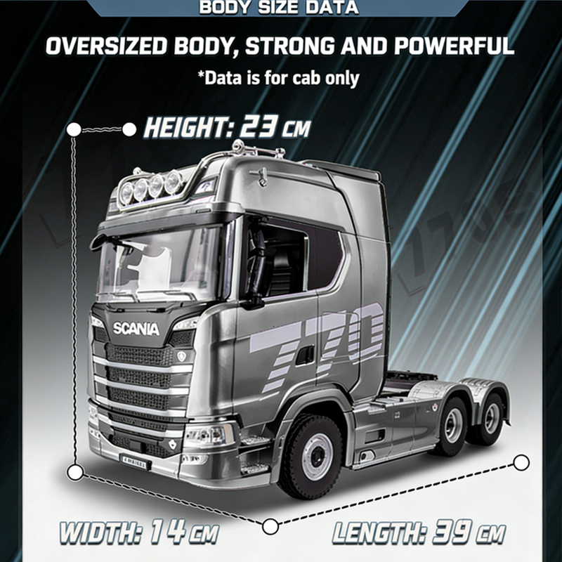 2026 New Huina 1501 1509 Scania 770S Full Scale RC Large Trailer Flat Dump Bucket Model Electric Truck Toy High end Gift 26Y0901 - view 5