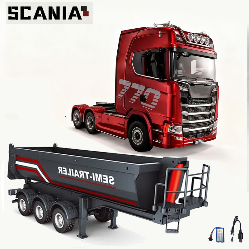 2026 New Huina 1501 1509 Scania 770S Full Scale RC Large Trailer Flat Dump Bucket Model Electric Truck Toy High end Gift 26Y0901