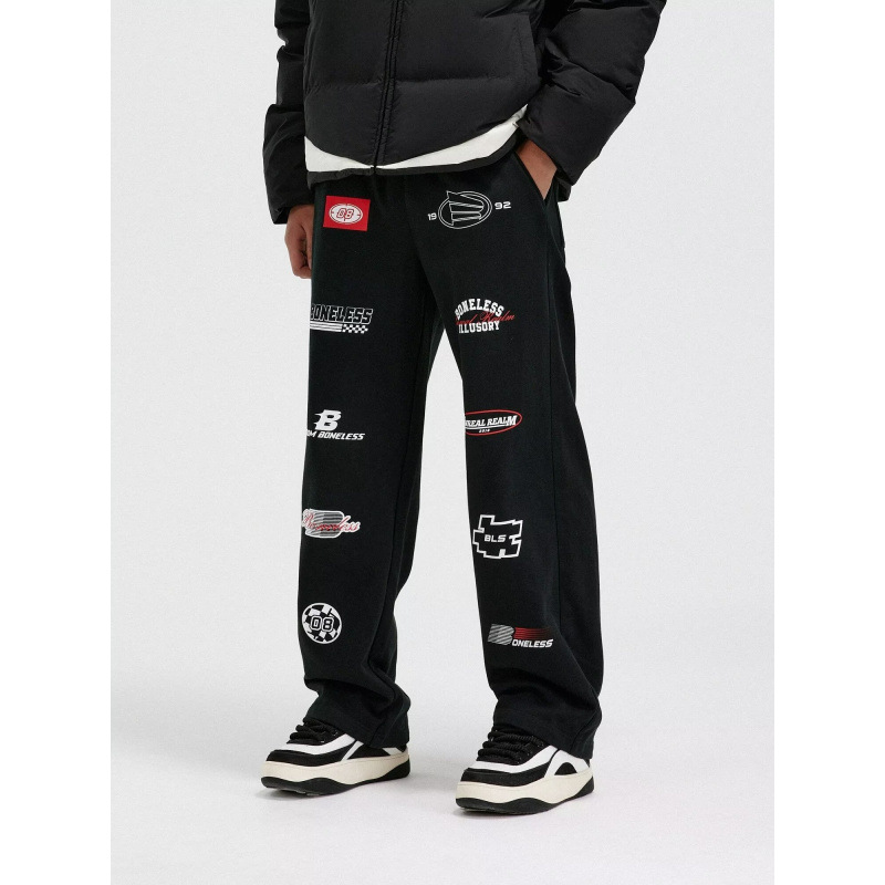 Men's Pants Gym Sport Y2k Retro Black Grey Luxurious Design High Quality Letter Printed Casual Harajuku Fashion Wide Leg Loose Sweatpants Gothic  - view 4