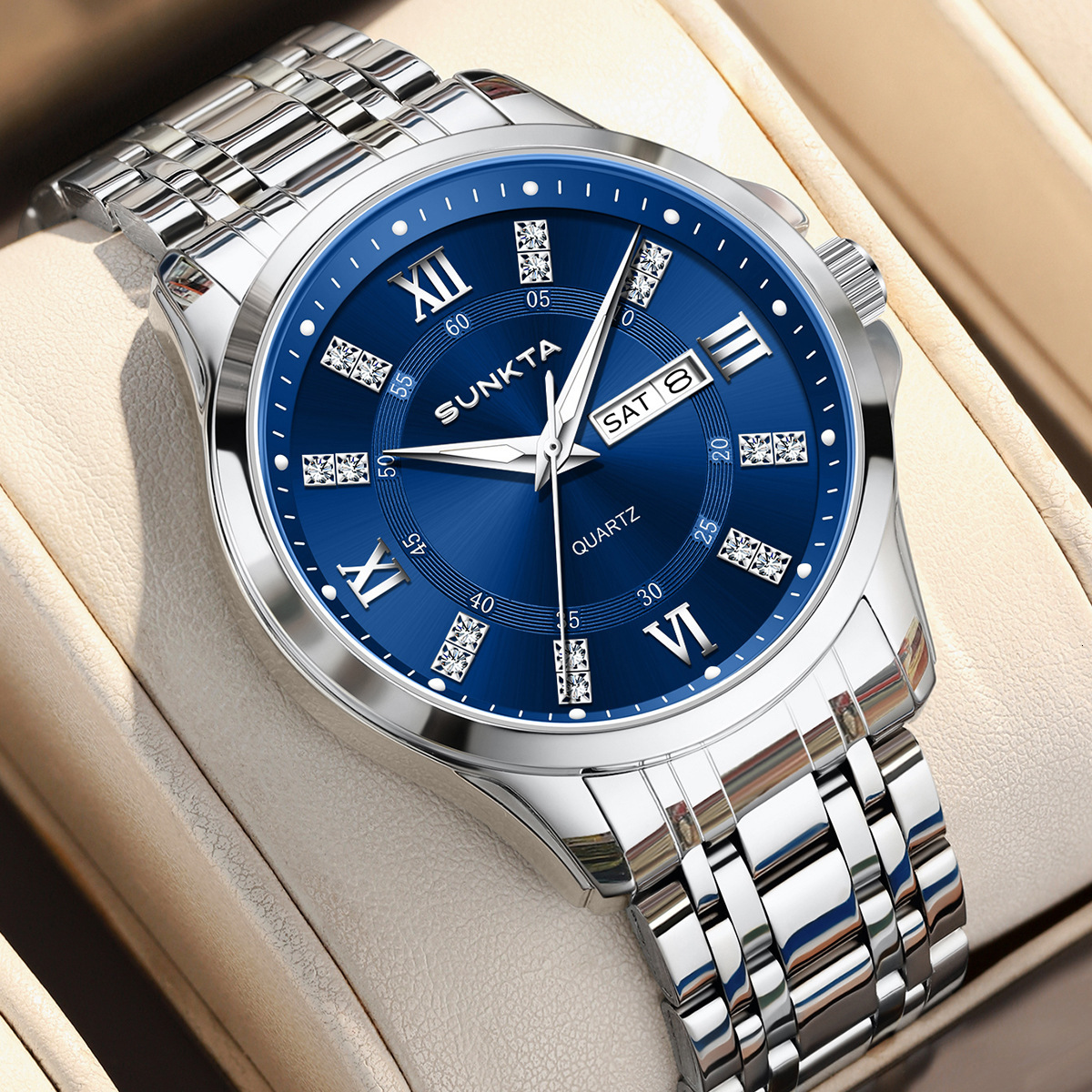 New Fashion Simple Business Quartz Watch For Men, Luminous Waterproof Steel Band Wristwatch