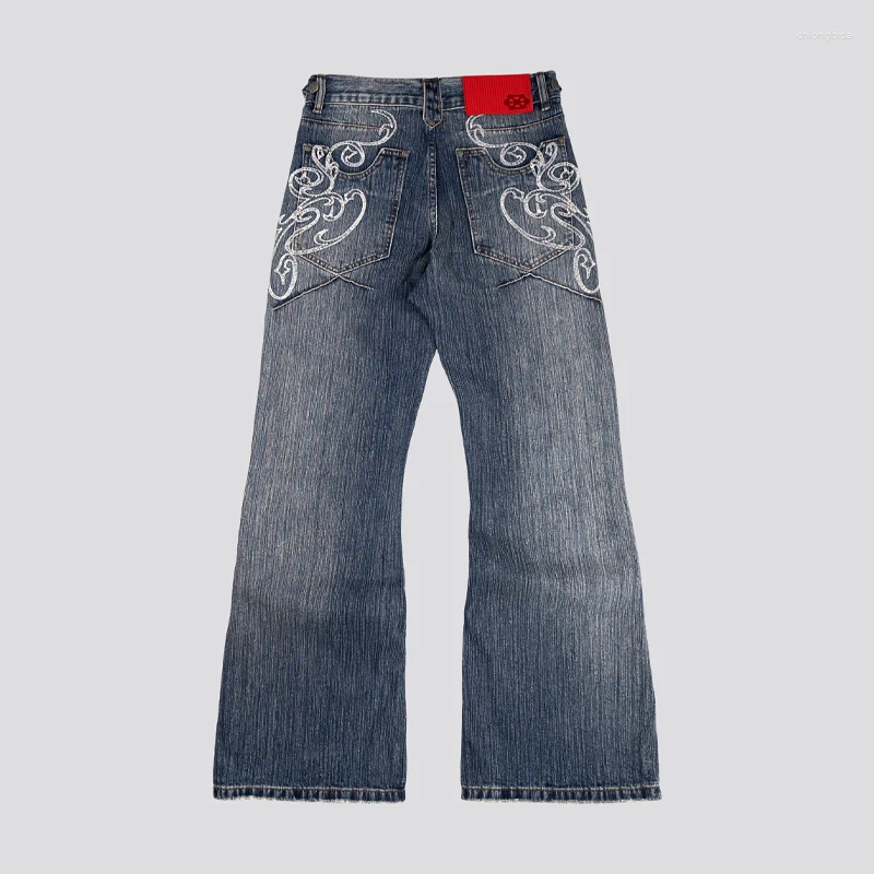 Men' s Jeans Y2k Blue Opening Bootcut Vintage Washed Emb - view 3