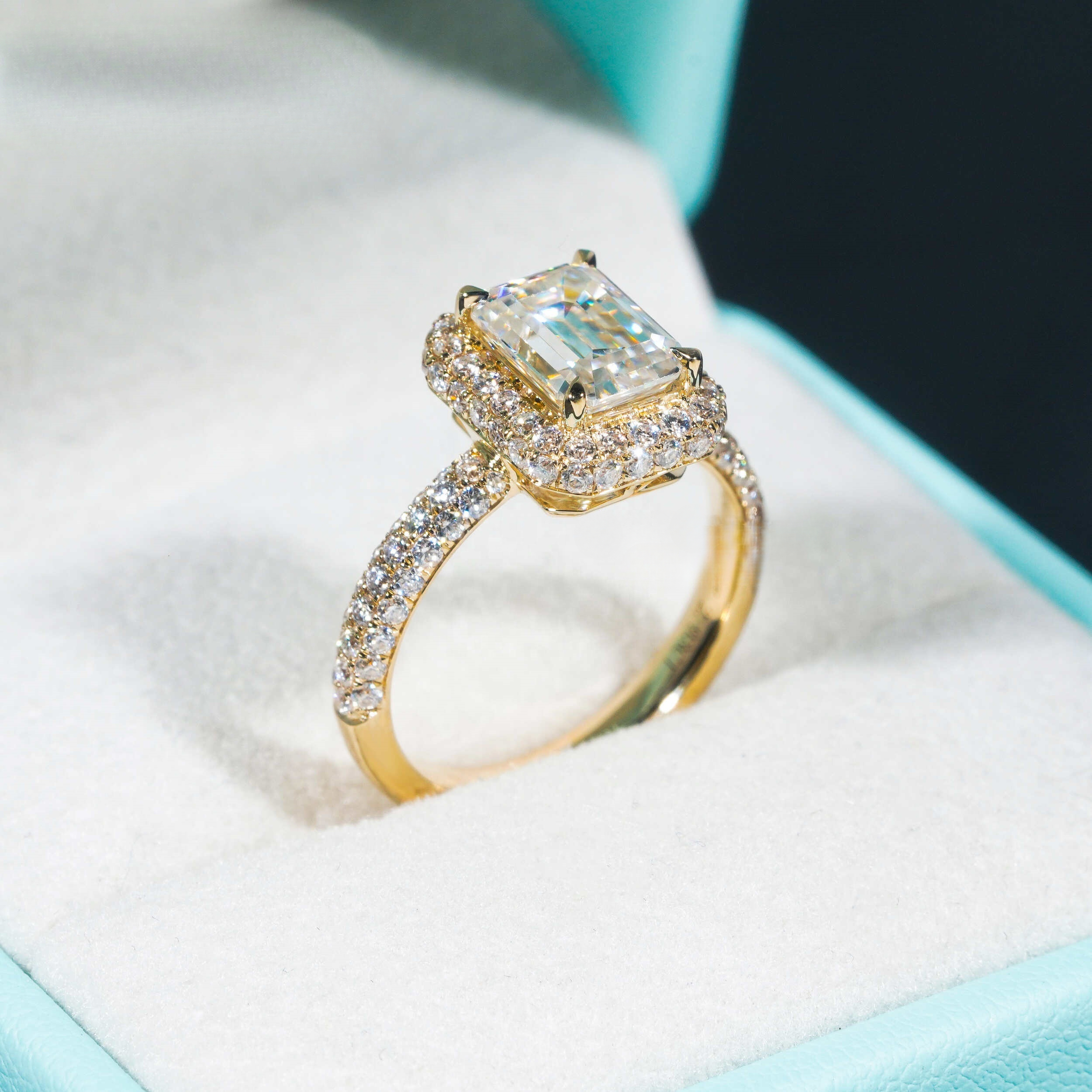 Customized fine jewelry solid engagement 10K 14K 18K real gold lab diamond diopside luxury women's wedding ring - view 3