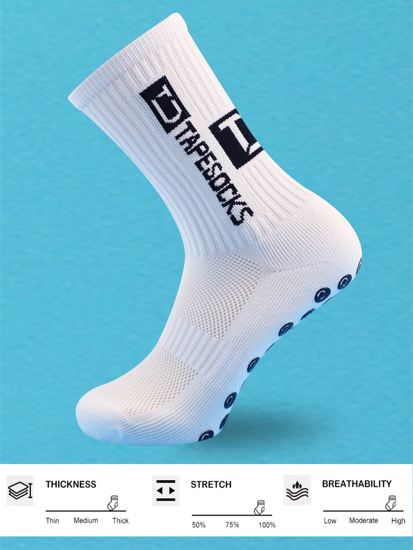 4 Pairs Mens Soccer Socks with Grip Non Slip Anti Athletic Cushion Pads for FootballBasketball 260901 - view 3