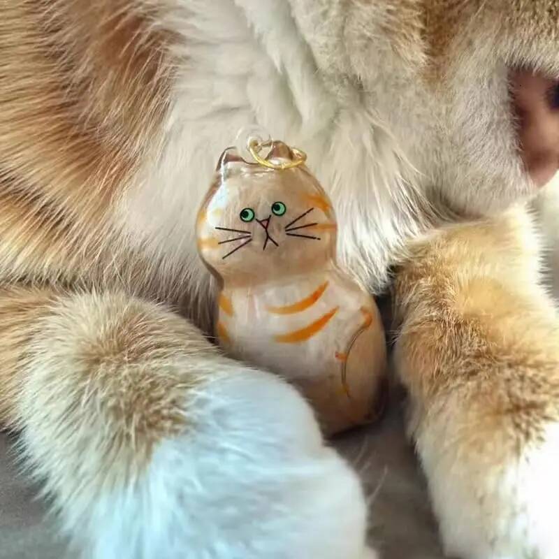 Cat Fur Memorial Charm Resin Keepsake Capsule Pet Portable Keychain for Hair Rainbow Bridge Pendant - view 4