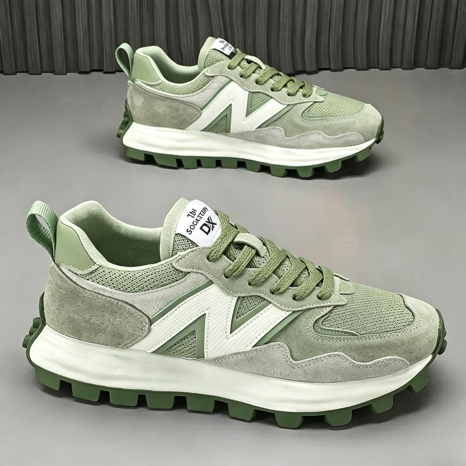 Free shipping summer New arrival women fashion sneakers Green khaki gray sport running shoes breathable athleisure runners trainers men size 39 44 - view 7