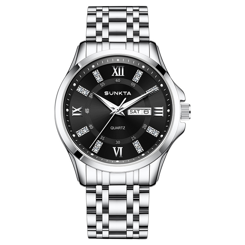 New Fashion Simple Business Quartz Watch For Men, Luminous Waterproof Steel Band Wristwatch - view 9