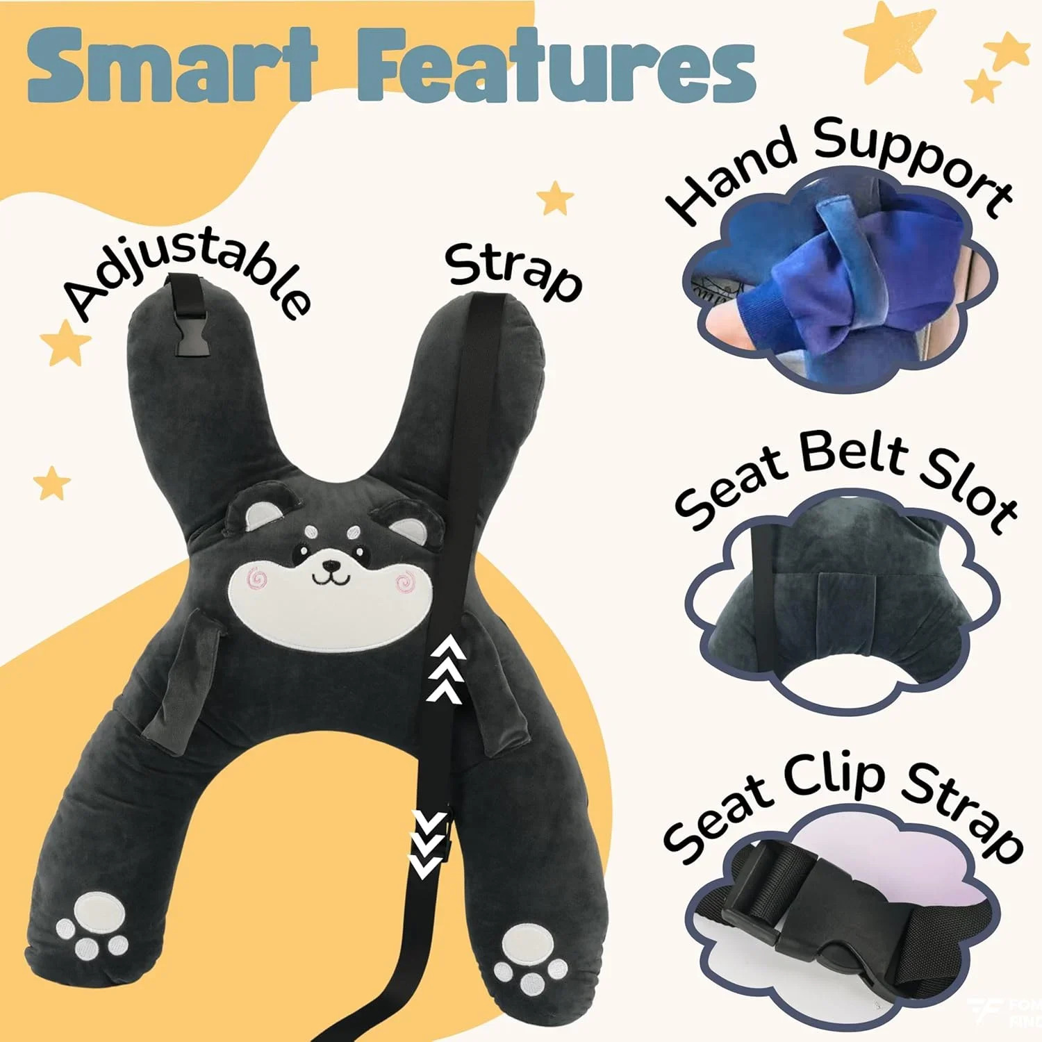 Kids Car Neck Pillow with Seat Belt Safety Sleep Aid Prevent Leaning Head Back Seat Sleeping Comfort During Long Distance Trave260901 - view 3