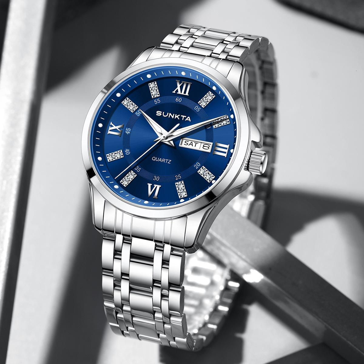 New Fashion Simple Business Quartz Watch For Men, Luminous Waterproof Steel Band Wristwatch - view 4