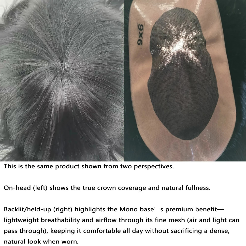 Toupee for Men Fine Mono Men Toupee Human Hair Replacement System Hair Prosthesis Natural Black Hair Units 260831 - view 5