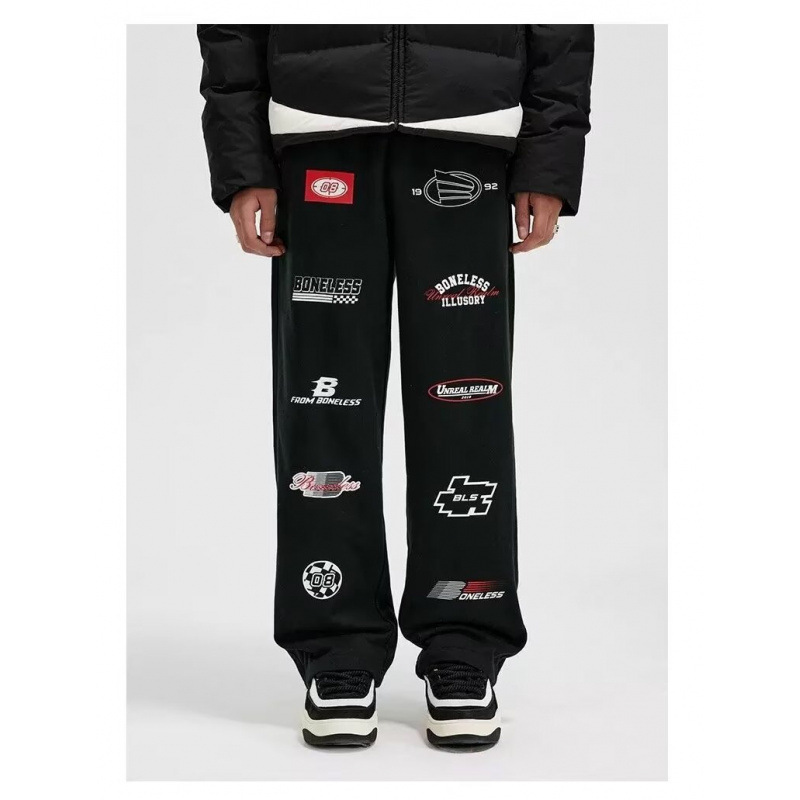 Men's Pants Gym Sport Y2k Retro Black Grey Luxurious Design High Quality Letter Printed Casual Harajuku Fashion Wide Leg Loose Sweatpants Gothic  - view 3