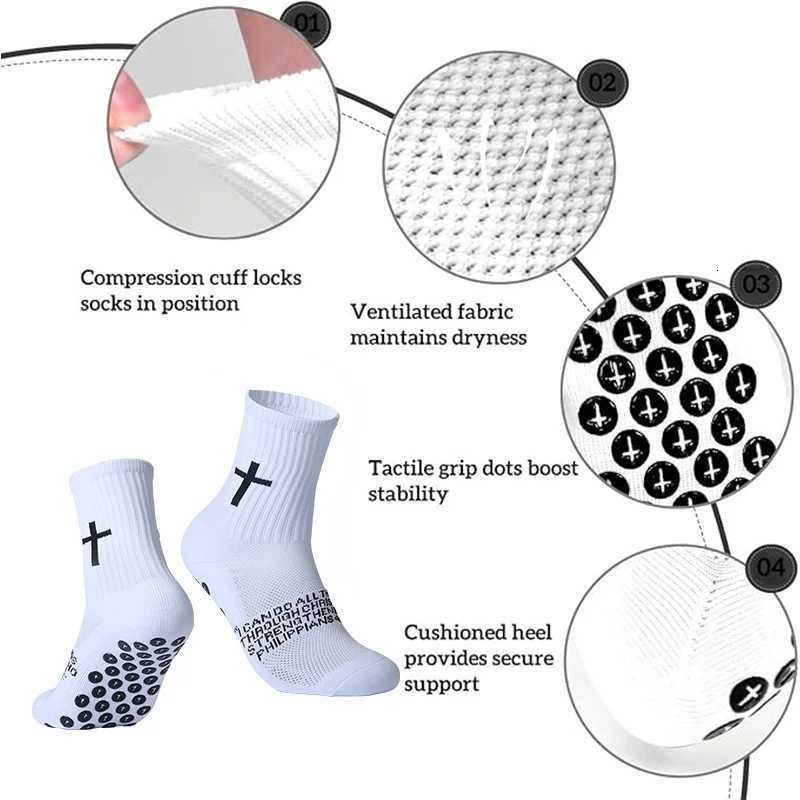 Prayer 4 Socks Pairs Christian Socks Jesus Socks Cross Grip Soccer Socks - Anti-Slip Grips Sports Sock with Bible H260901 - view 3