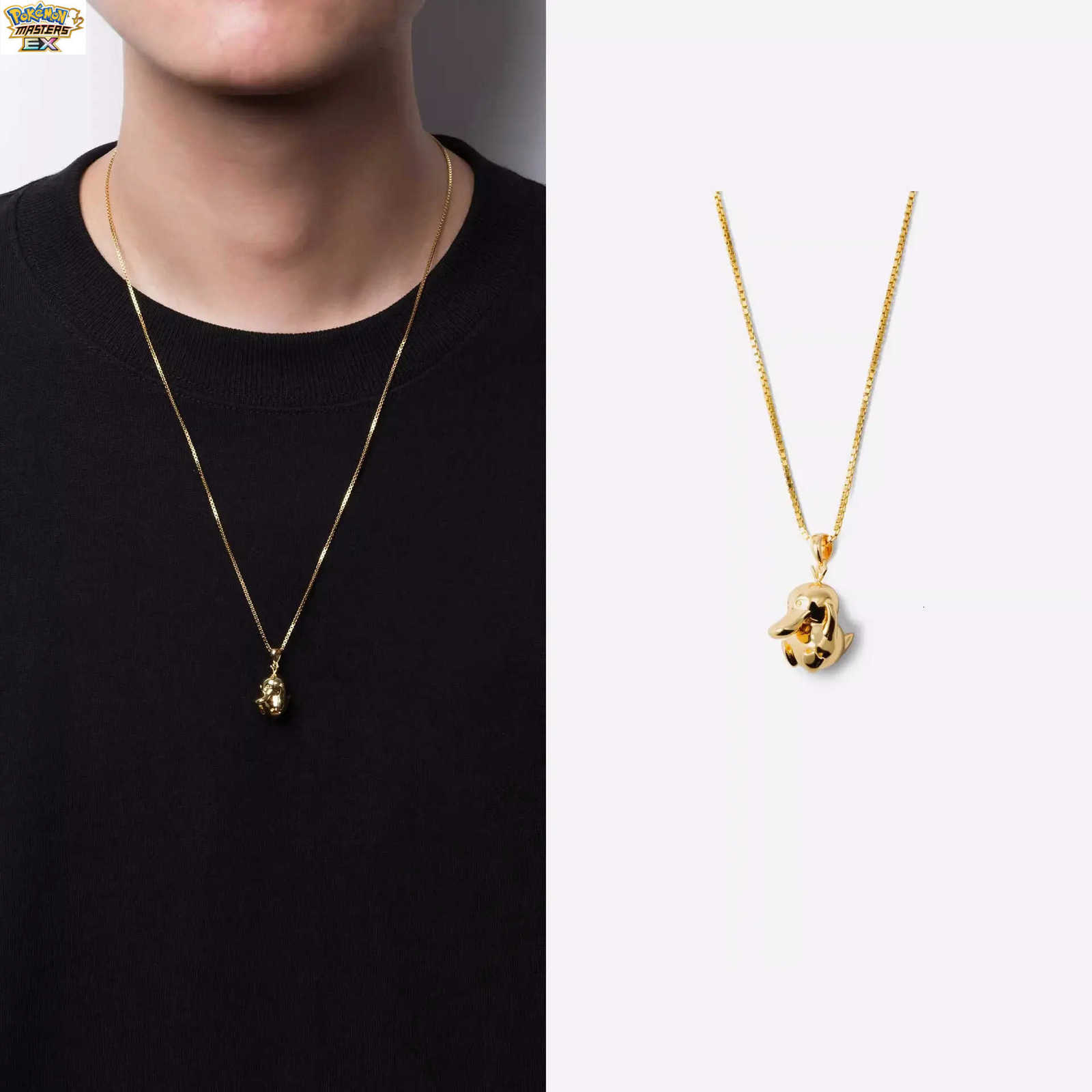 925 sterling silver cartoon Psyduck necklace for men and women trendy Pokmon collarbone chain with cute little duck pendant L260902 - view 3