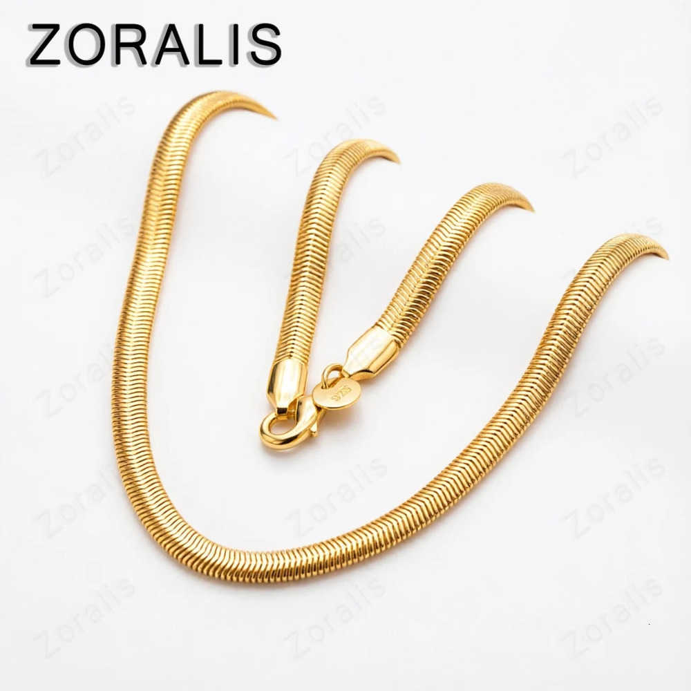 Snake 18K Gold 6mm Flat 16/18/20/22/24/26 Inch Chain Necklace For Women Man Engagement Wedding Fashion Charm Jewelry J260901