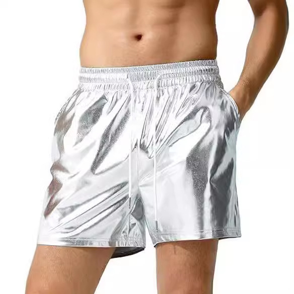New European and American Cross Border Shiny Leather Shorts