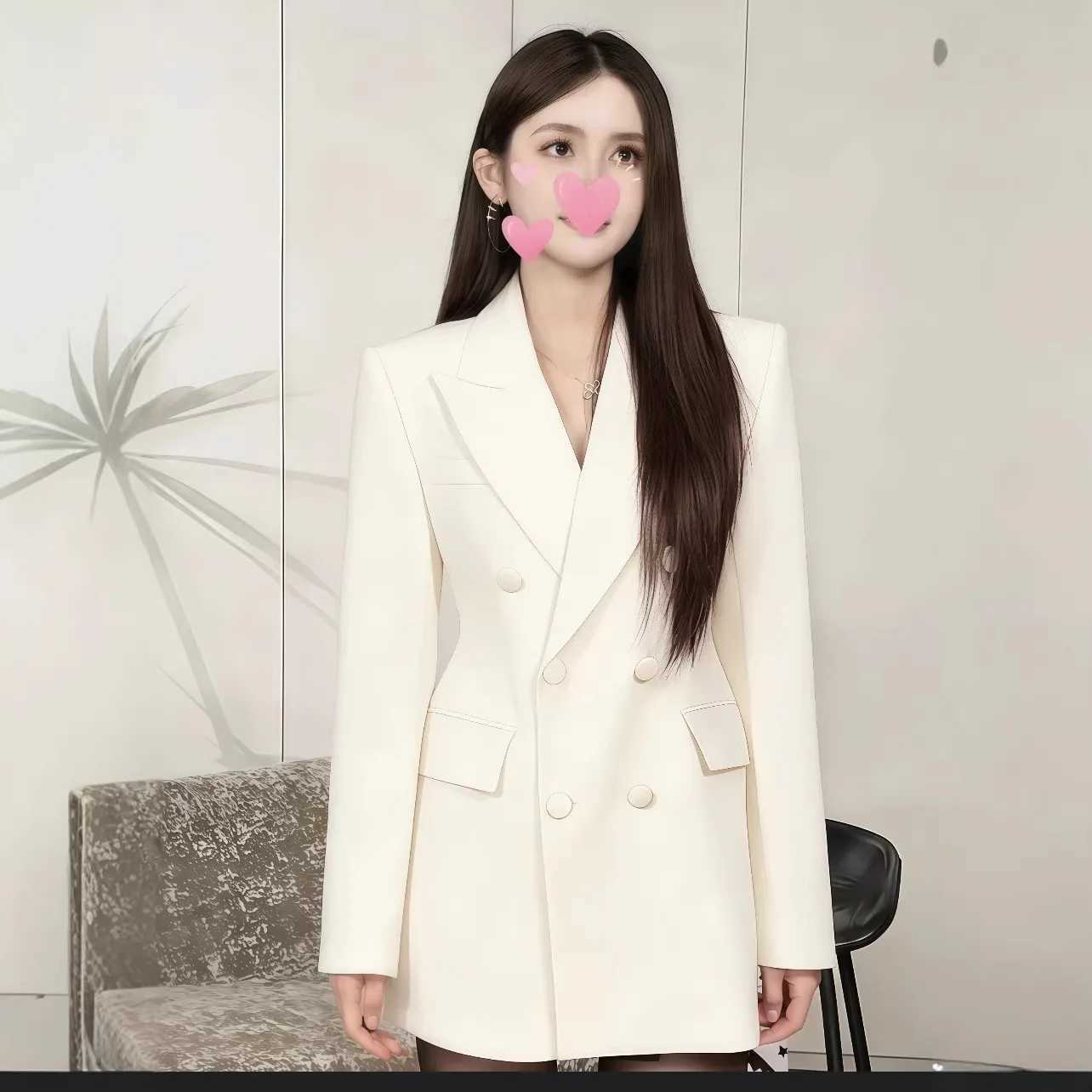Women Blazers 2026 New Solid Color Mid Long Black Blazer Spring Autumn Jacket Ladies Double-breasted Blazer Female Outerwear Z260902 - view 4