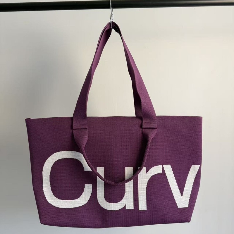 New niche design Model Simple Large Capacity Shoulder Back Casual Handbag for Ladies Ladies' Style Curved Letter Canvas Travel Bag - view 3