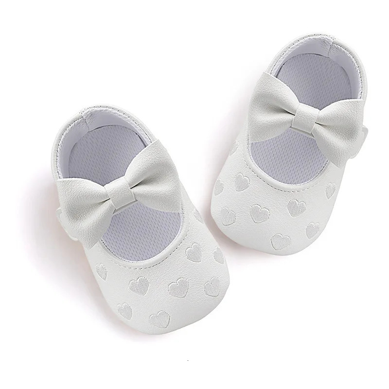 Baby Shoes Classic Dress Cute Bow-knot Heart Anti-slip Soft Sole First Walkers Infant Baby Girls Toddler Shoes 0-18m 260901 - view 4