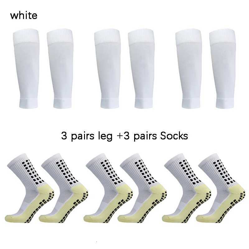 3 3Pairs + Leg Covers Pairs Football Socks Men Grip Soccer Socks and Knee Pads Calf Sleeves Adult Youth Non Slip Leg Shin Guard H260901 - view 3
