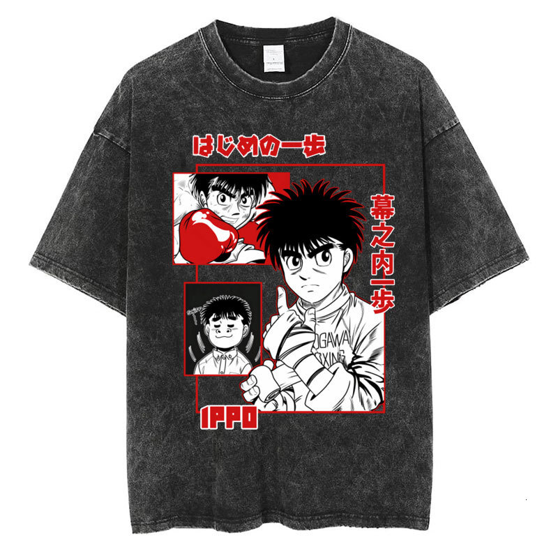 Anime Hajime No Ippo Washed Vintage T-Shirt Kamogawa Boxing Gym Harajuku T-Shirt Makunouchi designer clothing designer clothing men mens clothing - view 5