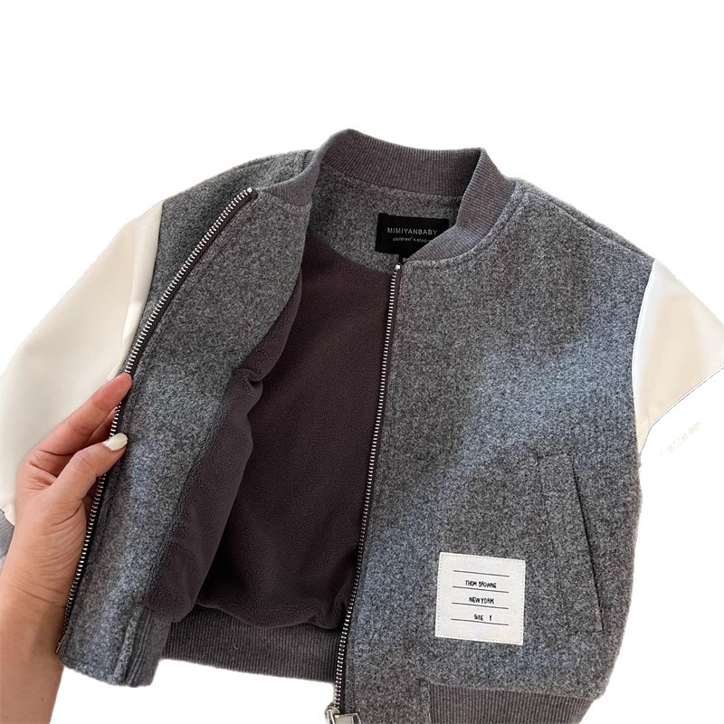 Free shipping Kids Clothing Fashionable and minimalist children's coat loose fit coat stylish and thick coat - view 9