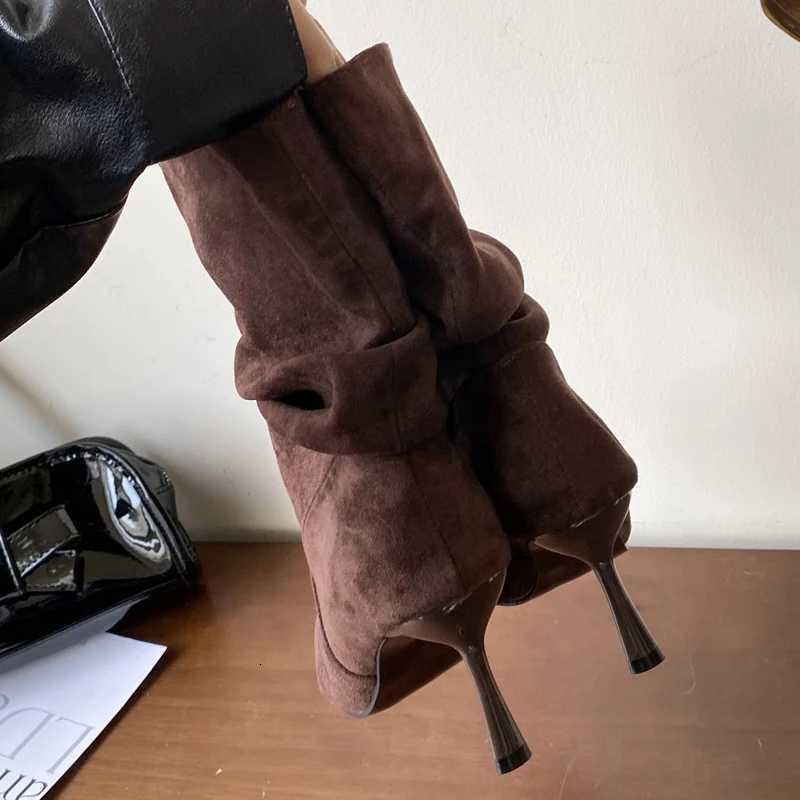 Toe Winter Pointed Designer Pleated Women Ankle Boot Sexy Thin Heels Shoes Fashion Zipper Short Booties Shoes Zapatos De Mujer H260901 - view 6