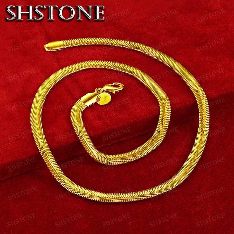 Snake 18K Gold 6mm Flat 16/18/20/22/24/26 Inch Chain Necklace For Women Man Engagement Wedding Fashion Charm Jewelry J260901 - view 3
