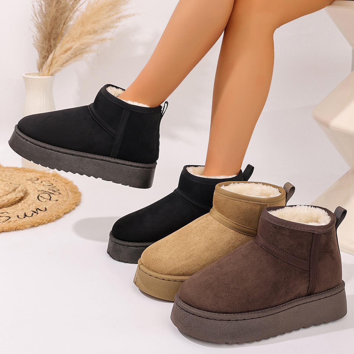 Shoes Fashion And Exquisite Thick Soled Snow Boots For Women Winter With Plush And Thick Warm Short Boots Slip On Shoes Suitable For Various Outdoor T - view 3