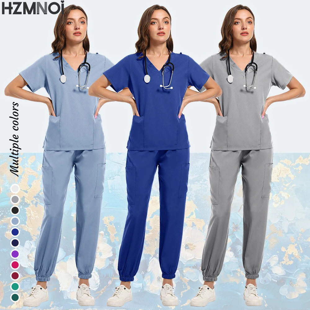 Scrubs Sets Hospital Uniforms Women Scrub Tops Pant Nurses Accessories Dental Clinic Spa Pet Workwear Clothes 260901