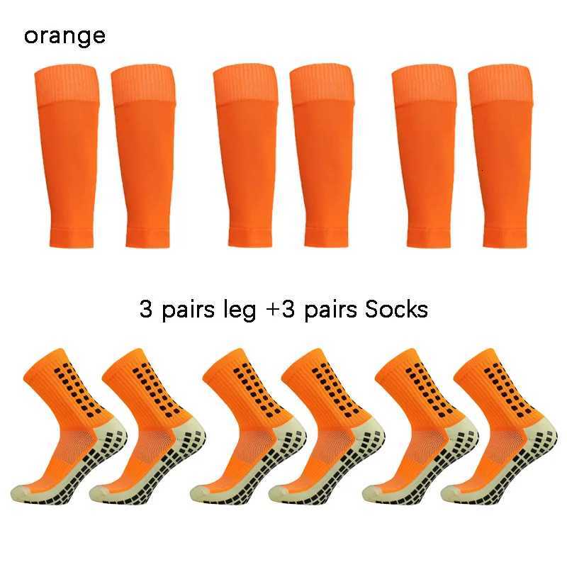 3 3Pairs + Leg Covers Pairs Football Socks Men Grip Soccer Socks and Knee Pads Calf Sleeves Adult Youth Non Slip Leg Shin Guard H260901 - view 7