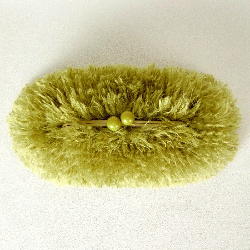 Women Kisslock Faux Fur Clutch Bag Winter Warm Fuzzy Pouch Frame Clasp With Chain Crossbody Dark Grey Red Yellow260901 - view 3