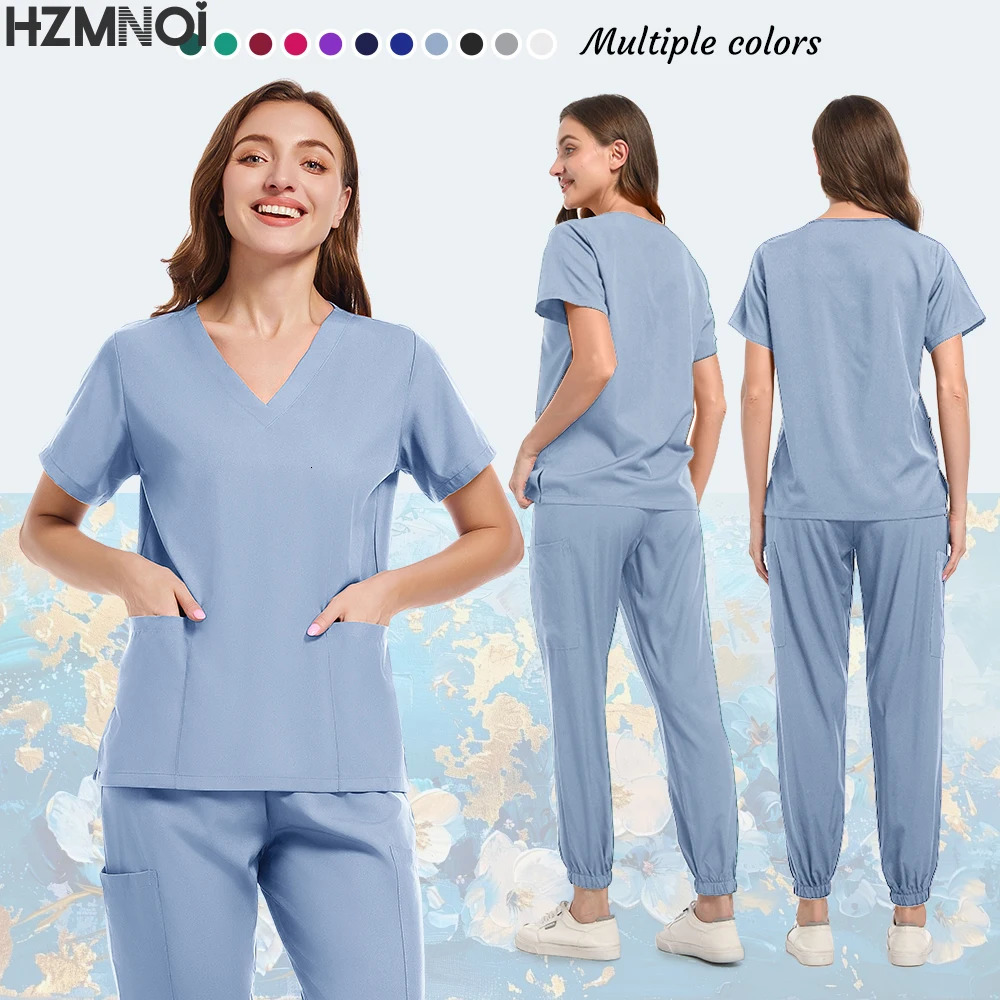Scrubs Sets Hospital Uniforms Women Scrub Tops Pant Nurses Accessories Dental Clinic Spa Pet Workwear Clothes 260901 - view 3