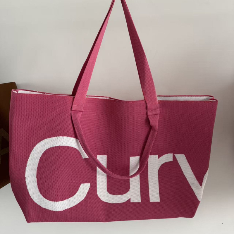 New niche design Model Simple Large Capacity Shoulder Back Casual Handbag for Ladies Ladies' Style Curved Letter Canvas Travel Bag - view 5