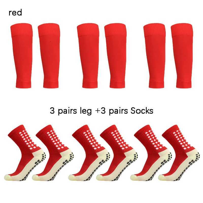 3 3Pairs + Leg Covers Pairs Football Socks Men Grip Soccer Socks and Knee Pads Calf Sleeves Adult Youth Non Slip Leg Shin Guard H260901 - view 4