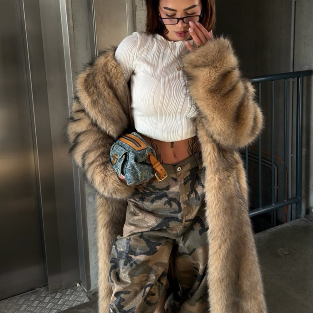 European And American Winter Elegant Luxury Chic Thick Warm Long Faux Fox Fur Coat Women High Quality Fluffy Fox Fur Jacket High Street - view 5