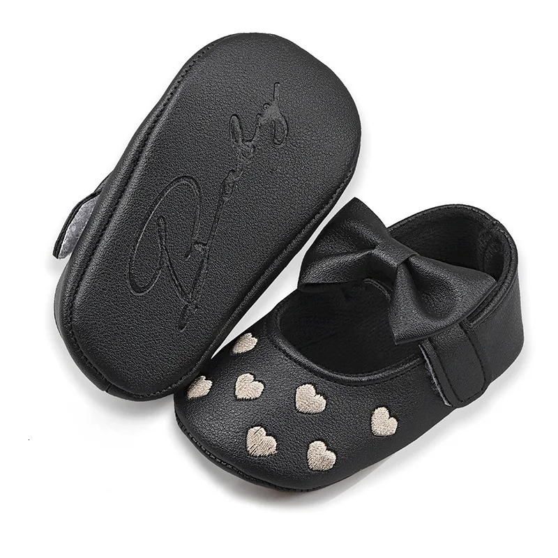 Baby Shoes Classic Dress Cute Bow-knot Heart Anti-slip Soft Sole First Walkers Infant Baby Girls Toddler Shoes 0-18m 260901 - view 6