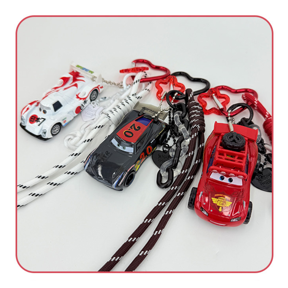 New Lightning McQueen Alloy Car Keyring from Cars Movie, Collectible Gift Ornament with Lanyard & Dopamine Color Chain Pendant - view 4
