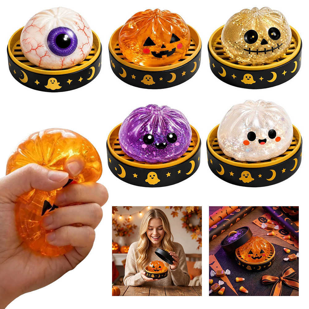 Halloween Cute Fun Spookys Steamers-Dumpling Squeeze Toy Squishies Mysterys Box Spooky Slow-Rising Squeeze Stress Balls S2609027OO6