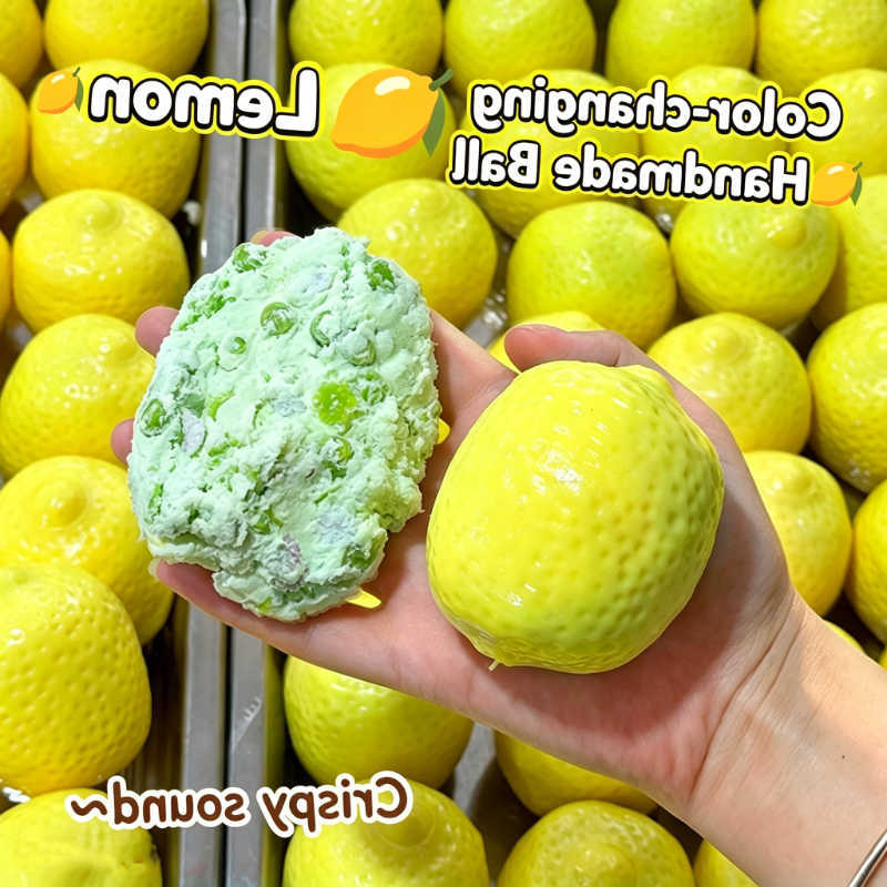 Handmade Crispy Lemon Stress Ball Squeeze Toy Color-Changing Fruit Crunchy Squishy Fidget Ball ASMR Sensory Stress Relief Toy S260902L0Q2