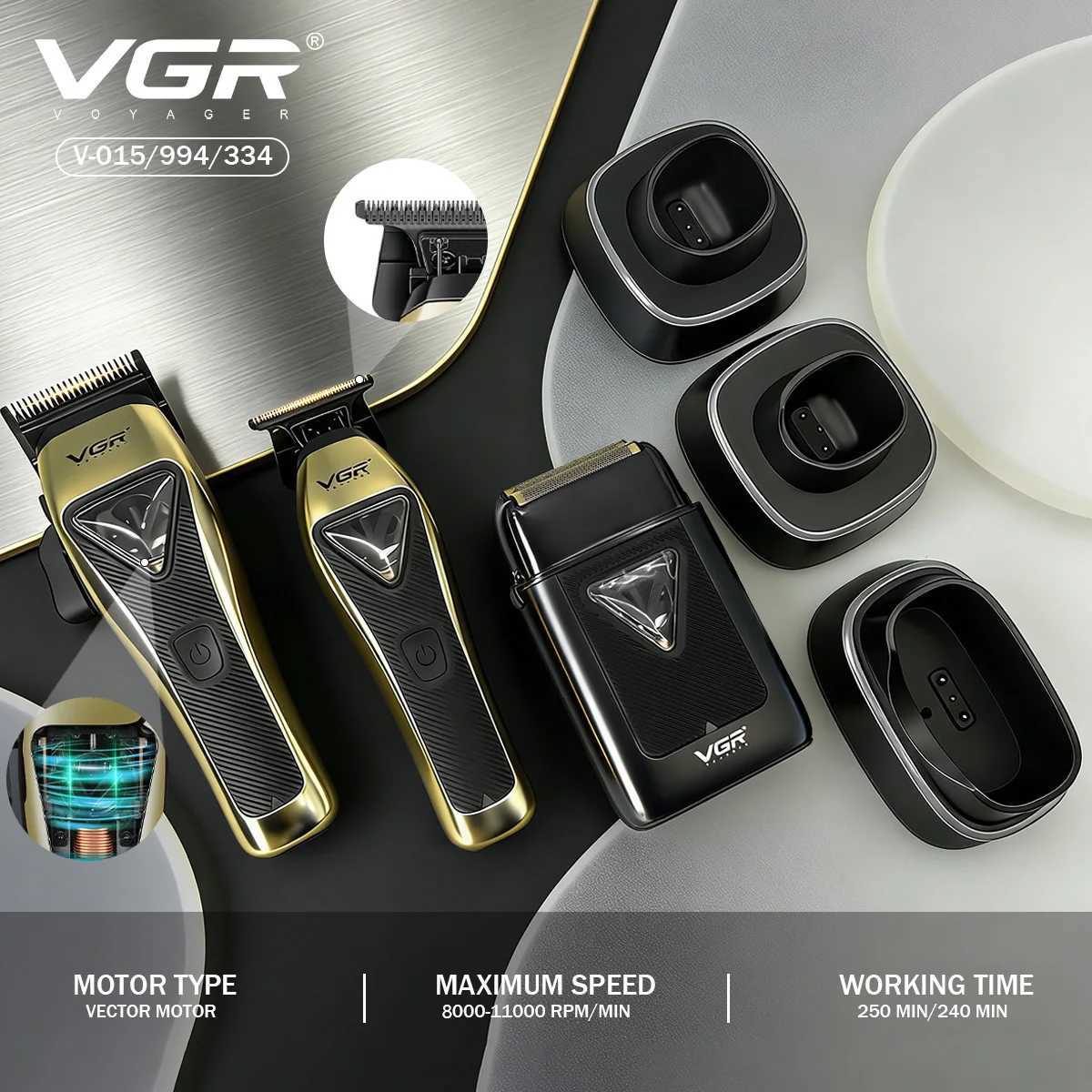 VGR Trimmer 10000 RPM Beard Trimmer Adjustable Hair Clippers Cordless Electric Shaver Professional Trimmer for Men V-015 994 334 C2601008