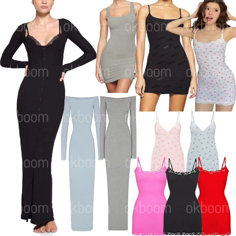 Skims Yoga Dress Collection Moda Bodycom Gonna Per Ragazze Alta Elasticità Skims Body Skimsset Abito Lungo Da Donna Abito Sottoveste Abito Senza Spa-image