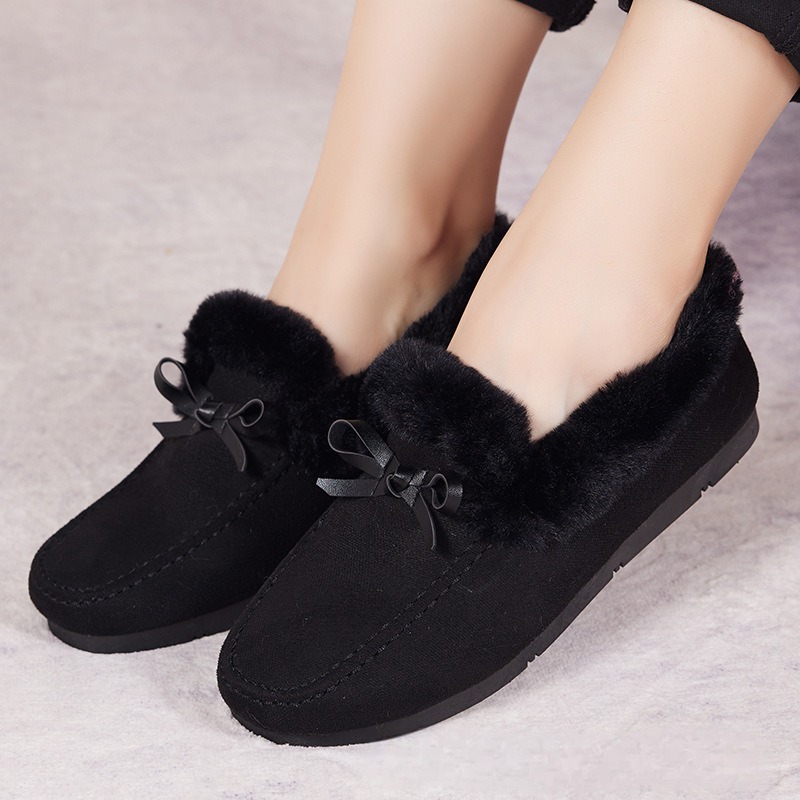 designer Shoes Women Winter Furry Lined Loafers, Metal Buckle Decor Suede Moccasins, Warm Plush Slip-On Flat Shoes, Casual Outdoor Daily Walking Shoes - view 8