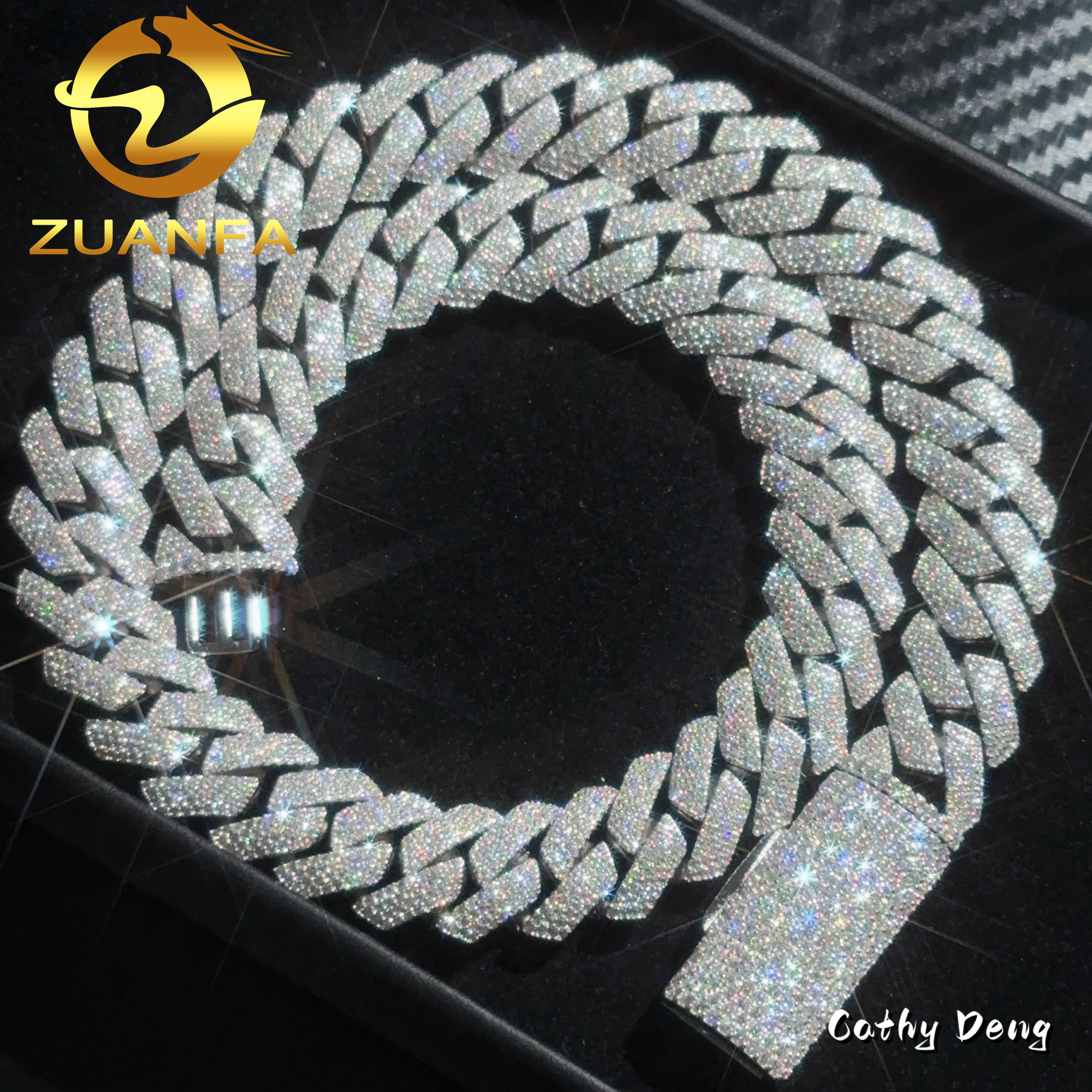 High Quality Hip Hop Jewelry 4 Row 15mm Lab Moissanite Cuban Link Chain for Men 925 Sterling Silver Iced Out Maimi Cuban Chain - view 6