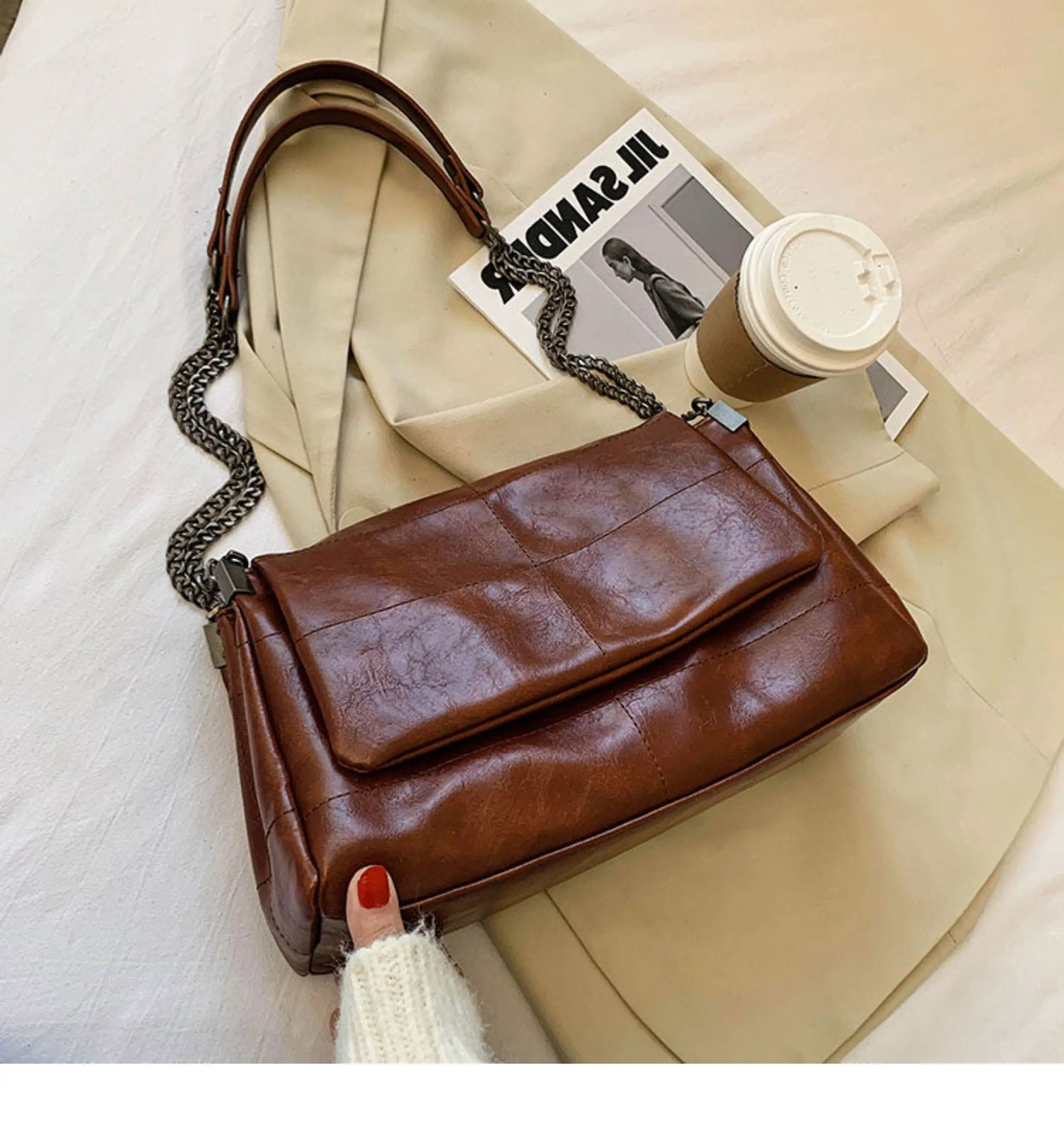 y Handbag Bags ner Vintage Shoulder Bag Chain Messenger Soft Flap Crossbody Pack Purse260901 - view 5