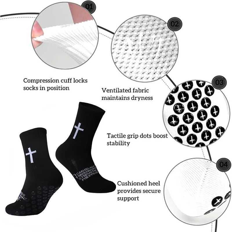 Prayer 4 Socks Pairs Christian Socks Jesus Socks Cross Grip Soccer Socks - Anti-Slip Grips Sports Sock with Bible H260901 - view 4