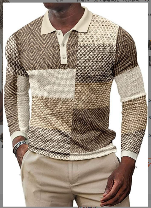 Spring New Long-Sleeve Button-Up Polo Shirt, European And American Men's Casual Fashion Top - view 7