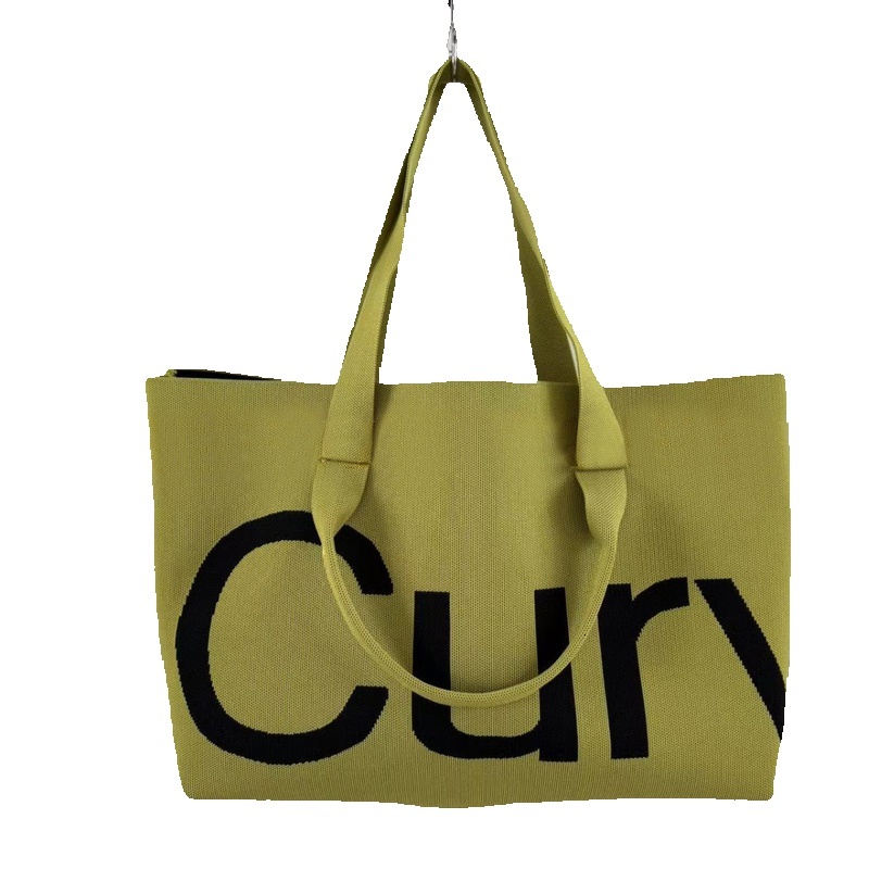 New niche design Model Simple Large Capacity Shoulder Back Casual Handbag for Ladies Ladies' Style Curved Letter Canvas Travel Bag - view 6