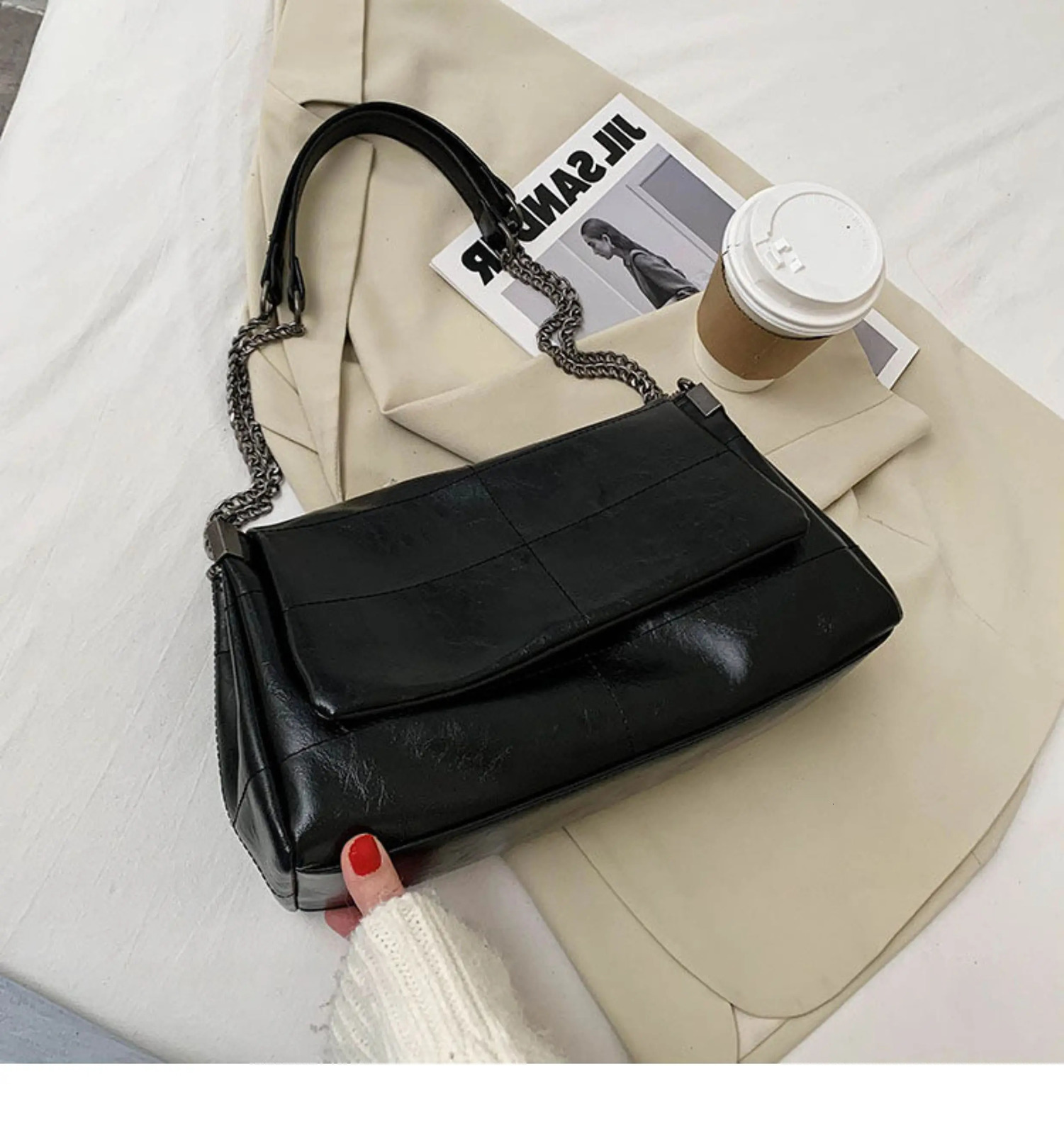 y Handbag Bags ner Vintage Shoulder Bag Chain Messenger Soft Flap Crossbody Pack Purse260901 - view 4