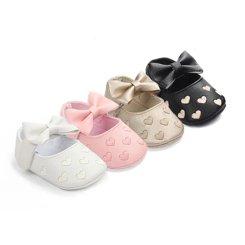 Baby Shoes Classic Dress Cute Bow-knot Heart Anti-slip Soft Sole First Walkers Infant Baby Girls Toddler Shoes 0-18m 260901 - view 3