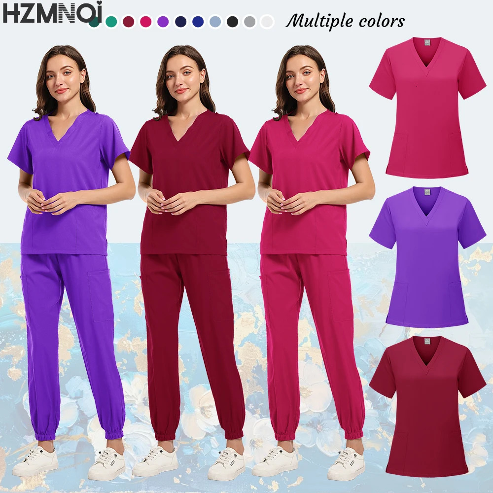 Scrubs Sets Hospital Uniforms Women Scrub Tops Pant Nurses Accessories Dental Clinic Spa Pet Workwear Clothes 260901 - view 5